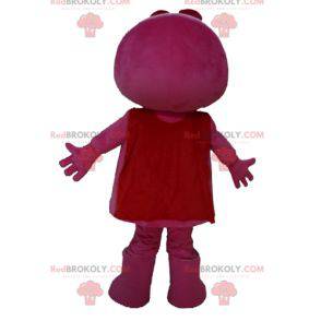 Pink snowman mascot with blue eyes and a beret - Redbrokoly.com
