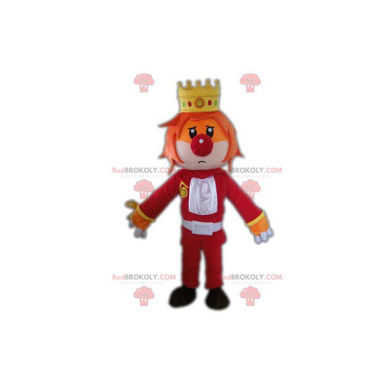Mascotte de roi avec une couronne et un nez de clown -