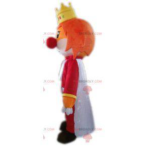 Mascota del rey con una corona y una nariz de payaso -