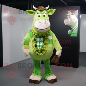 Limegrøn Jersey Cow maskot...
