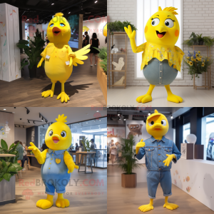 Yellow Dove maskot kostym...