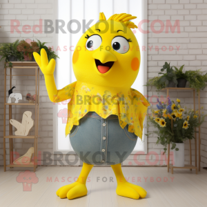 Yellow Dove maskot kostume...