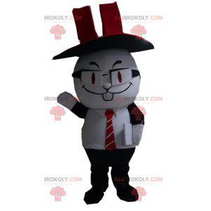 Black and white rabbit mascot with a top hat - Redbrokoly.com