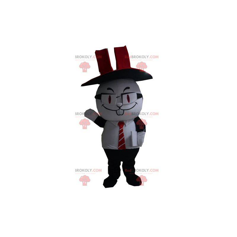 Black and white rabbit mascot with a top hat - Redbrokoly.com