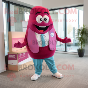 Magenta Clam Chowder mascot costume character dressed with a Suit Pants and Anklets