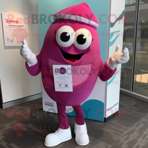 Magenta Clam Chowder mascot costume character dressed with a Suit Pants and Anklets