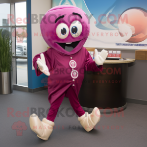 Magenta Clam Chowder mascot costume character dressed with a Suit Pants and Anklets