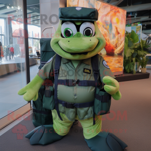 Green Navy Seal maskot...