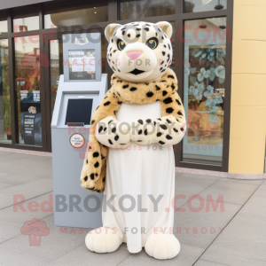 Cream Leopard maskot kostym...