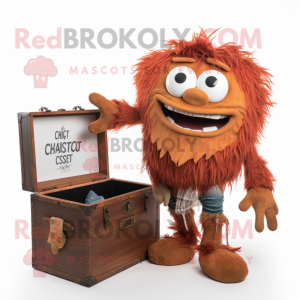 Rust Treasure Chest mascot costume character dressed with a Chinos and Hairpins
