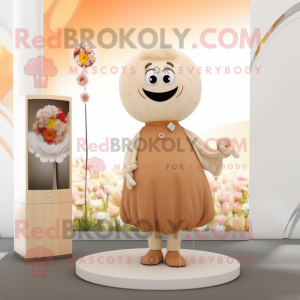 Beige aprikos maskot kostym...