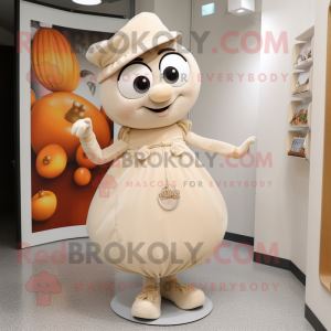 Beige aprikos maskot drakt...