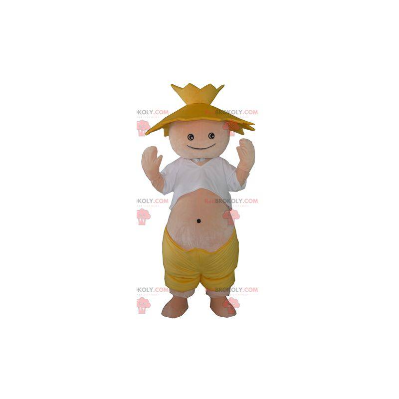 Mascota de granjero agricultor con sombrero de paja -