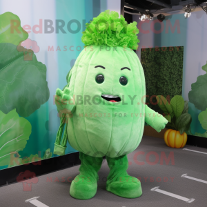 Green Beet mascot costume character dressed with a Overalls and Hair clips