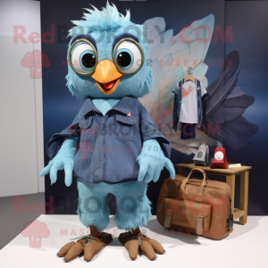 Cyan Harpy maskot kostume...