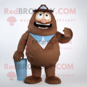 Brown Ice mascot costume character dressed with a Bermuda Shorts and Cummerbunds