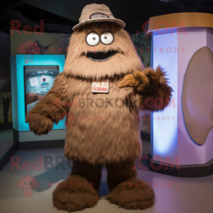 Brown Ice mascot costume character dressed with a Bermuda Shorts and Cummerbunds