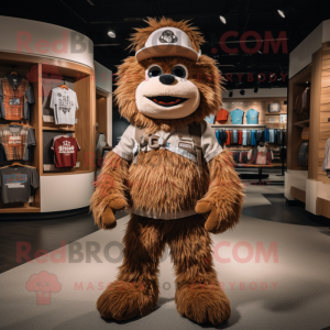 Brown Ice mascot costume character dressed with a Bermuda Shorts and Cummerbunds