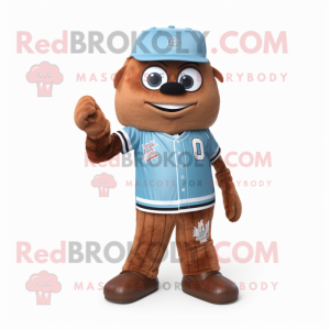 Brown Ice mascot costume character dressed with a Bermuda Shorts and Cummerbunds