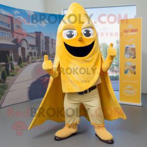 Gold Tacos mascot costume character dressed with a Flare Jeans and Scarves