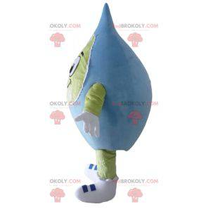 Very smiling giant blue and green drop mascot - Redbrokoly.com