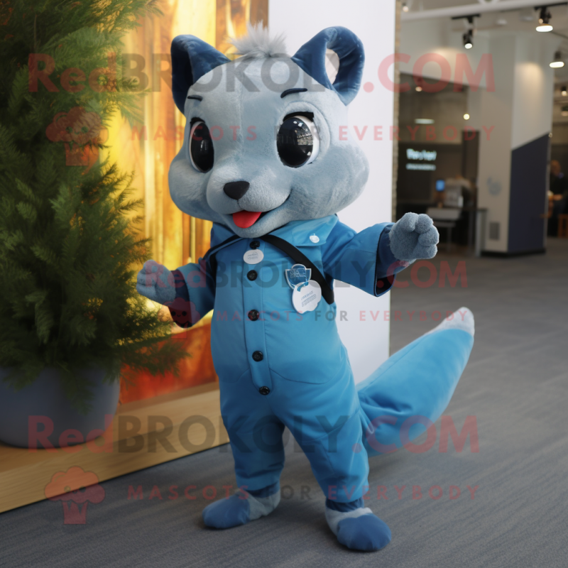 Blue Flying Squirrel mascot costume character dressed with a Trousers and Ties