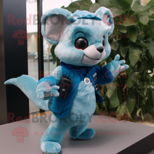 Blue Flying Squirrel mascot costume character dressed with a Trousers and Ties