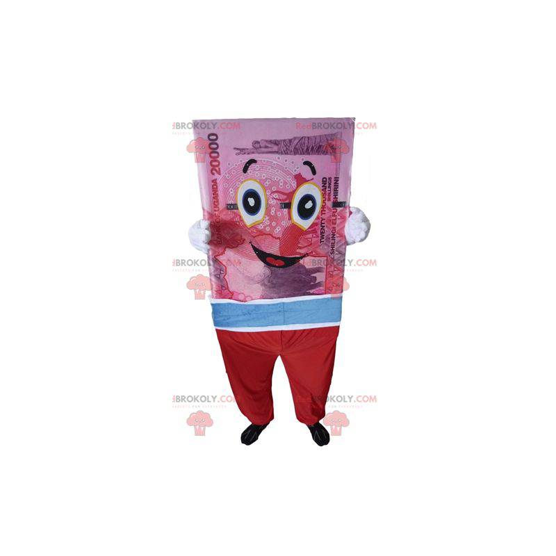 Maskot obří bankovka růžová modrá a červená - Redbrokoly.com