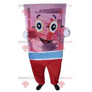 Mascot billete gigante rosa azul y rojo - Redbrokoly.com