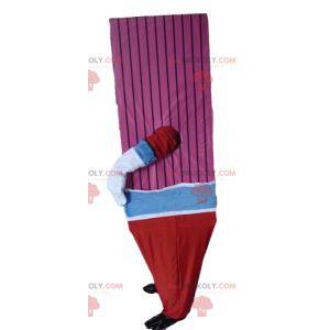 Mascot gigantische bankbiljet roze blauw en rood -