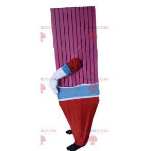 Mascot gigantische bankbiljet roze blauw en rood -