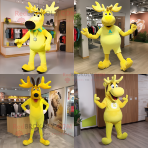 Citrongul älg maskot kostym...