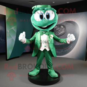 Green Engagement Ring mascot costume character dressed with a Capri Pants and Bow ties