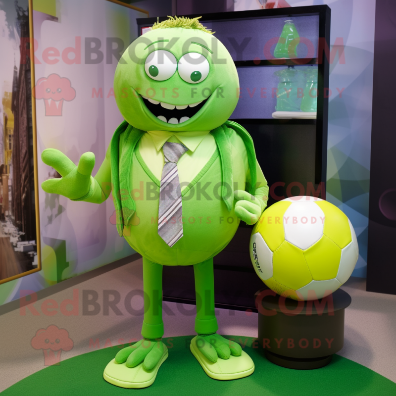 Personaje de disfraz de mascota de la pelota de rugby verde lima vestido  con clips de traje y bufanda - Disfraces de mascotas -   Tamaño L (175-180 CM)