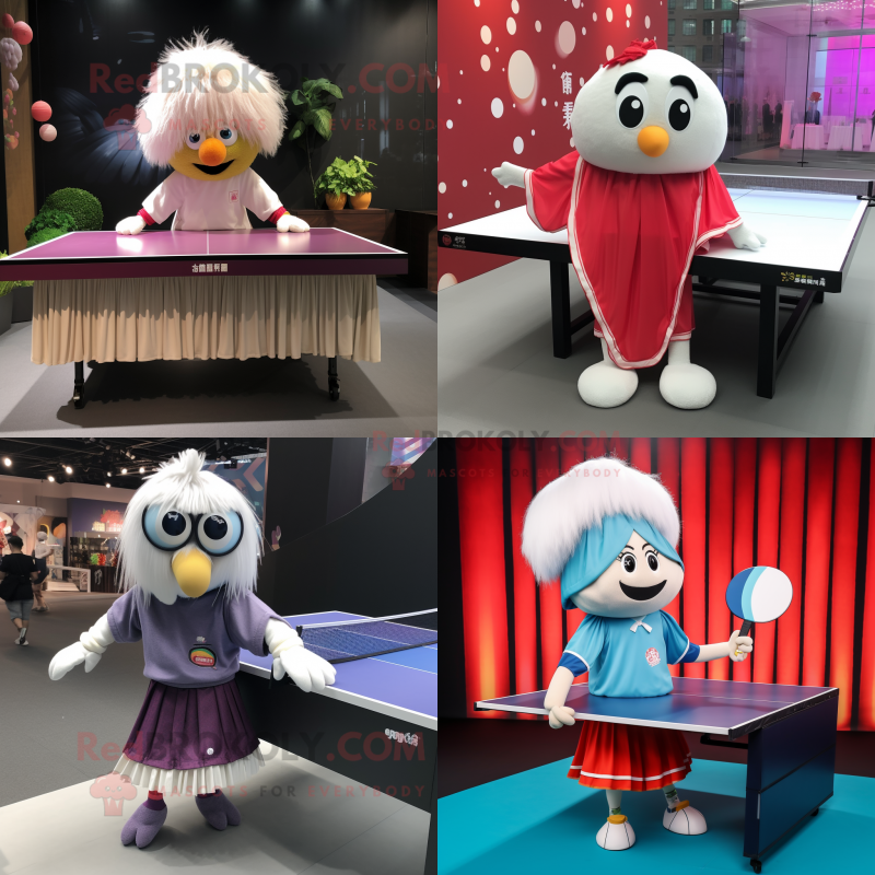 nan Ping Pong Table mascot costume character dressed with a Pleated Skirt and Scarves