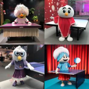 nan Ping Pong Table mascot costume character dressed with a Pleated Skirt and Scarves