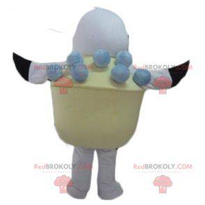 Mascot white and black bird in an ice cream pot - Redbrokoly.com