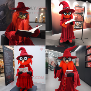 Rød heks maskot kostume...