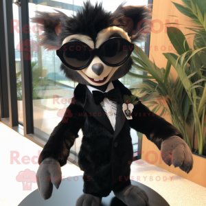 nan Aye-Aye mascot costume character dressed with a Tuxedo and Sunglasses