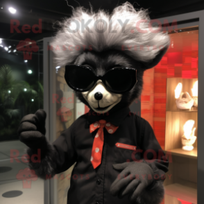 nan Aye-Aye mascot costume character dressed with a Tuxedo and Sunglasses