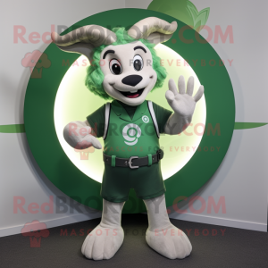 Olive Goat mascot costume character dressed with a Romper and Rings