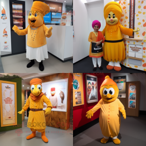 nan Butter Chicken mascot costume character dressed with a Trousers and Berets