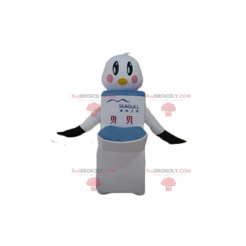 Mascot white and black bird with giant toilets - Redbrokoly.com Mascot white and black bird with giant toilets - Redbrokoly.com