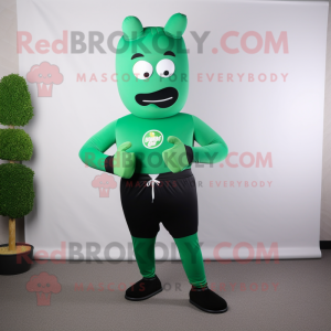 Forest Green Steak mascot costume character dressed with a Yoga Pants and Cufflinks