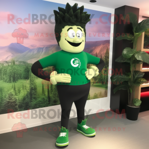 Forest Green Steak mascot costume character dressed with a Yoga Pants and Cufflinks