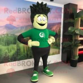 Forest Green Steak mascot costume character dressed with a Yoga Pants and Cufflinks