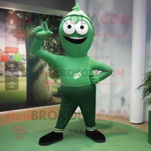 Forest Green Steak mascot costume character dressed with a Yoga Pants and Cufflinks