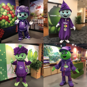 nan Grape mascot costume character dressed with a Graphic Tee and Keychains