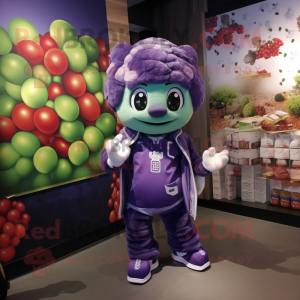 nan Grape mascot costume character dressed with a Graphic Tee and Keychains