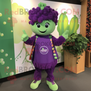 nan Grape mascot costume character dressed with a Graphic Tee and Keychains